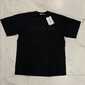LANVIN Paris Black on Black Logo T-Shirt Men’s size Large